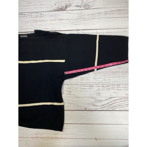Vintage Luxury Popy Moreni Women 100% Wool Black & White Strip Sweater Size Med - Picture 8 of 9